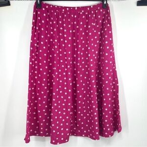 Vintage CHAUS Pink Abstract Dot Rayon Elastic Waist Skirt Size 12